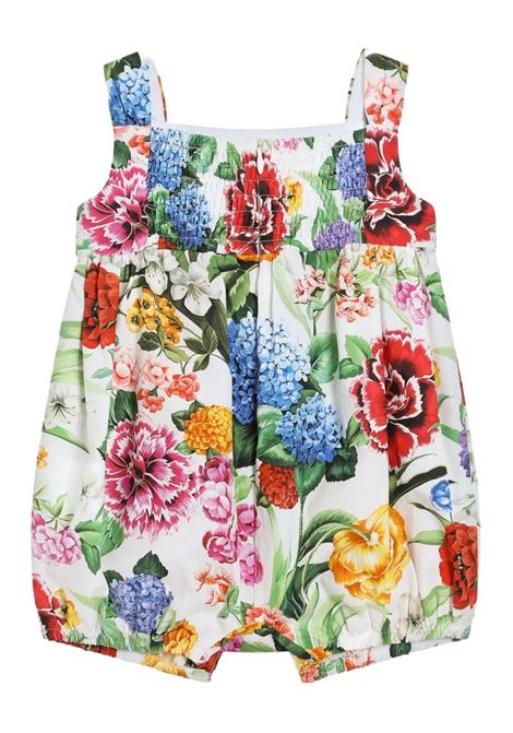 Pagliaccetto Bianco Con Stampa Fiori Multicolore DOLCE & GABBANA KIDS | L22O03-HS5TCHA5KU